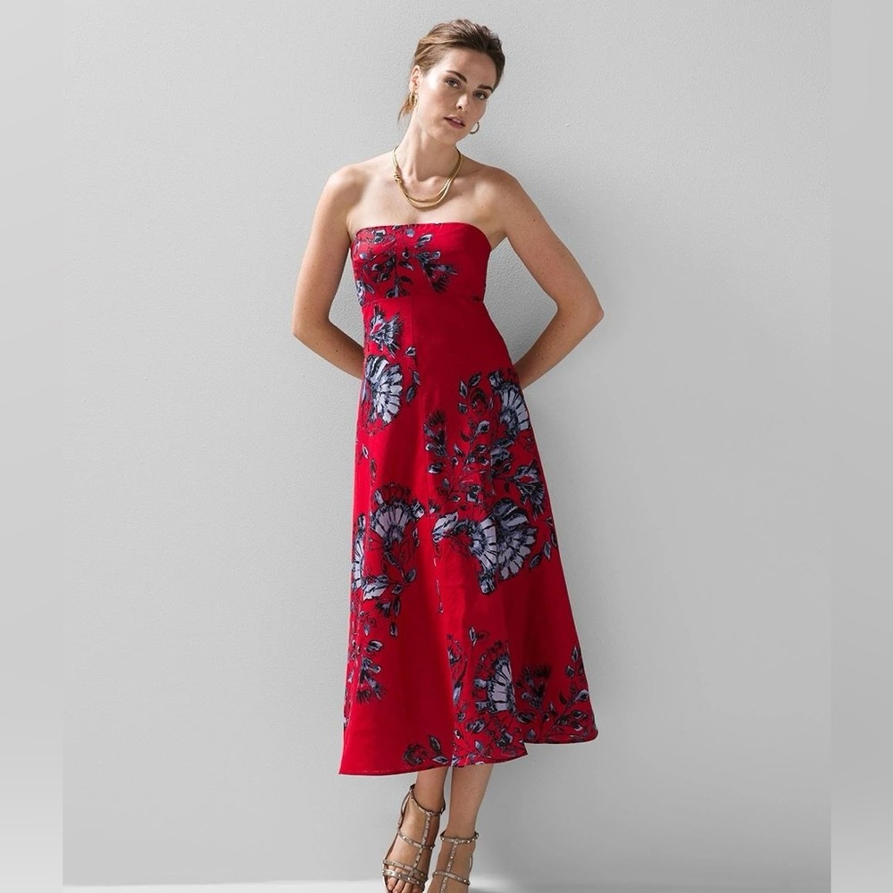 WHBM floral linen midi dress